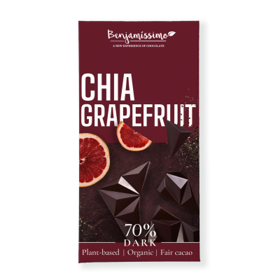 Βιολογική Σοκολάτα 70% με Σπόρους Chia και Grapefruit Benjamissimo 70gr 