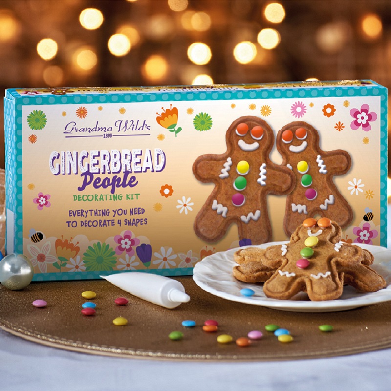 Σετ Διακόσμησης Μπισκότων με Μπισκότα Gingerbread, Γλάσο Και Πολύχρωμα Κουφέτα Σοκολάτας Grandma Wild's 99gr