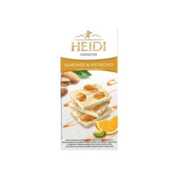 Λευκή Σοκολάτα με Αμύγδαλα, Pistachio και Πορτοκάλι Heidi Grand' Or 100gr