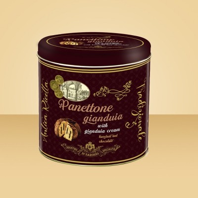 Panettone Με Κρέμα Gianduja Σε Μεταλλικό Κουτί Chiostro Di Saronno 750gr