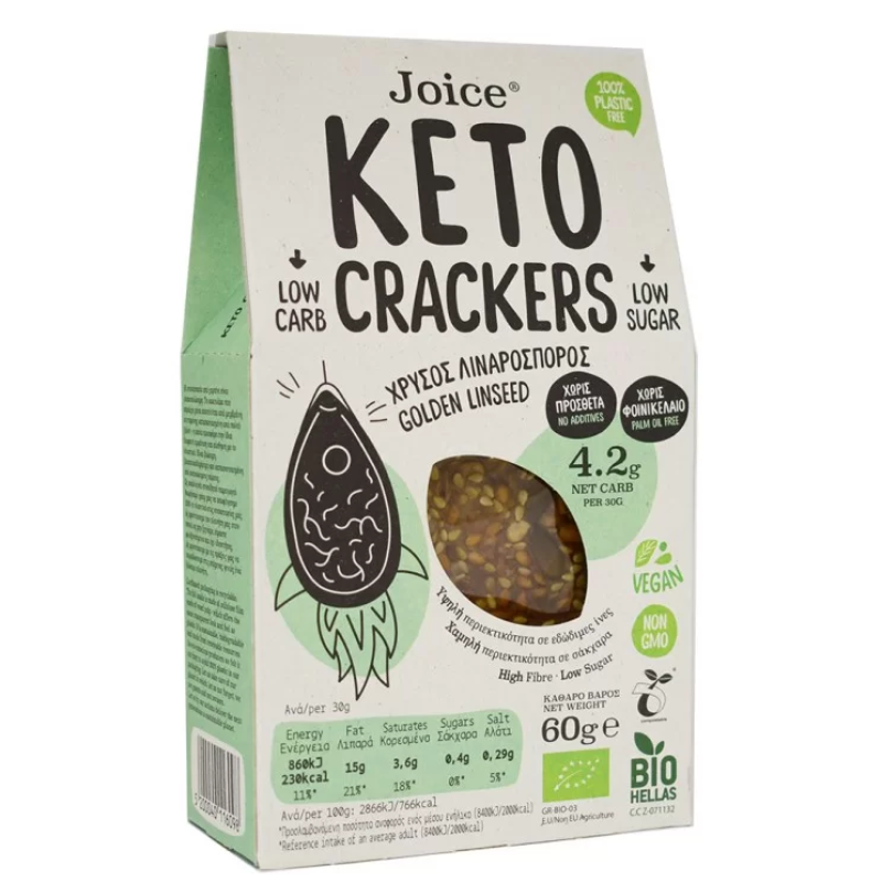 Crackers Joice KETO Με Λιναρόσπορο Βιολογικά 60gr