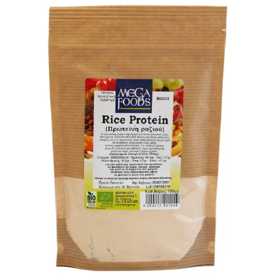 Βιολογική Πρωτεΐνη Ρυζιού (Rice Protein) 68% Mega Foods 100gr