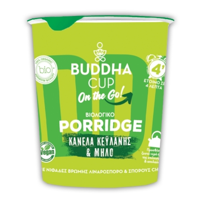 Βιολογικό Buddha Cup Porridge on the GO Κανέλα Κεϋλάνης & Μήλο Bdl 60gr