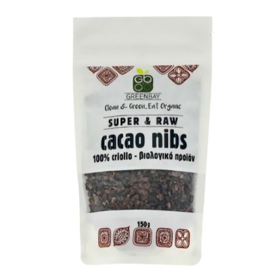 Βιολογικά Ακατέργαστα Κομμάτια Κακάο Cacao Nibs Greenbay 150gr