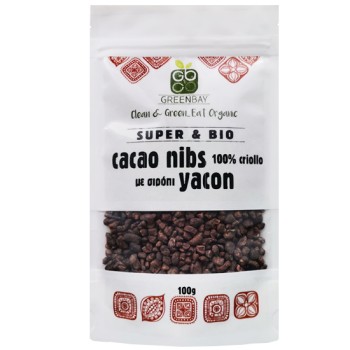 Βιολογικά Ακατέργαστα Κομμάτια Κακάο Cacao Nibs Με Σιρόπι Yacon Greenbay 100gr