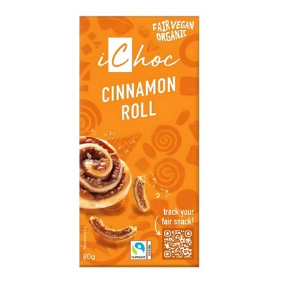 Βιολογική Vegan Σοκολάτα iChoc με Γέμιση Cinnamon Roll Vivani 80gr