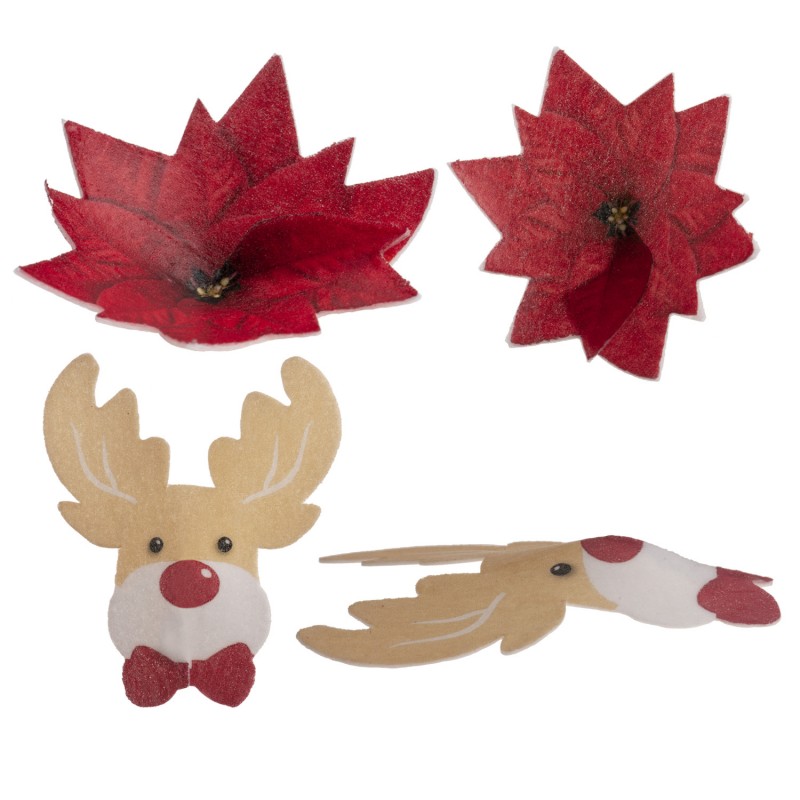 Βάφλα Διακοσμητικά Poinsettia και Τάρανδος 5-6cm x27