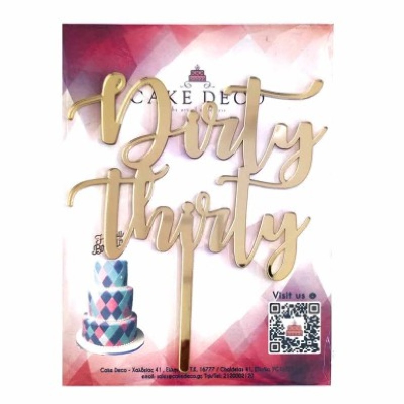 Cake Topper Dirty Τhirty σε Χρυσό Καθρέπτη Plexiglass 