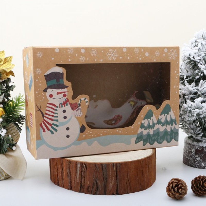 Κουτί Xmas Καφέ με Παράθυρο Χιονάνθρωπος 22x15x7cm