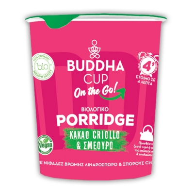 Βιολογικό Buddha Cup Porridge on the GO Κακάο Criollo & Σμέουρο Bdl 60gr