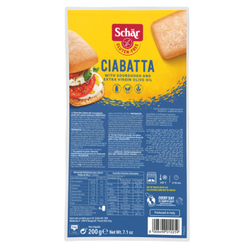 Ψωμάκια Ciabatta Στρογγυλά Χωρίς Γλουτένη Schar 200gr (4x50g)