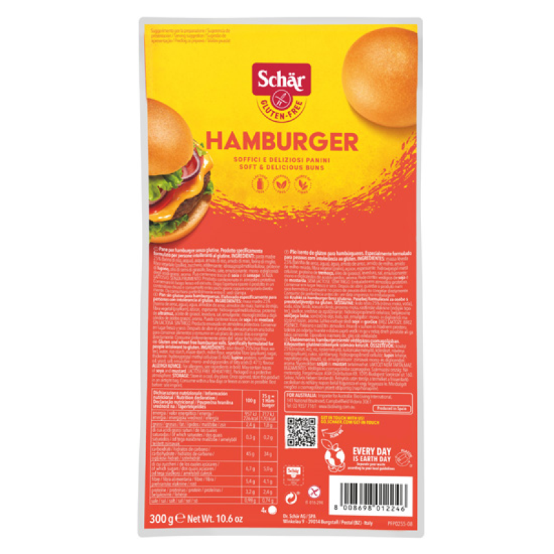 Ψωμάκια για Burger Χωρίς Γλουτένη (4 τεμάχια) Schar 300gr